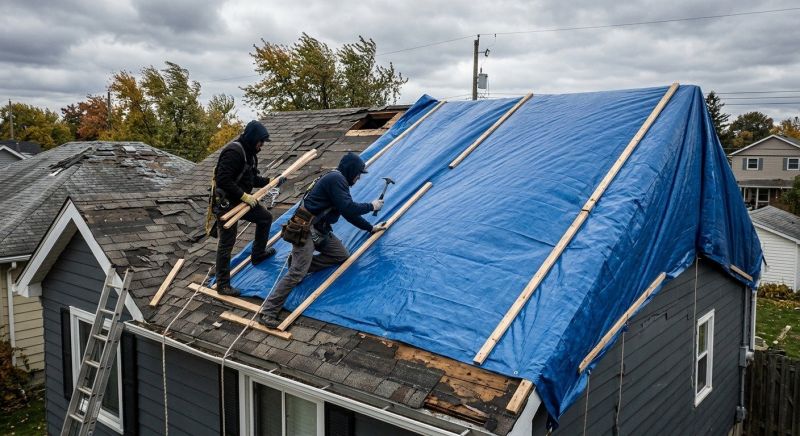 Storm Damage Roof Tarping in Millsboro, DE
